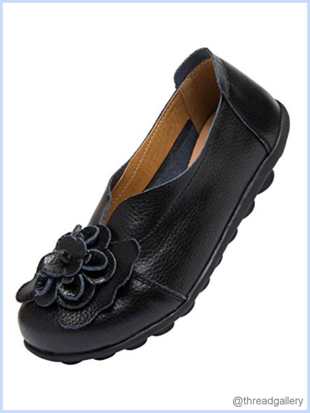 Women's Slip-On Loafers Leather Walking Flats Memory Foam Anti-Slip